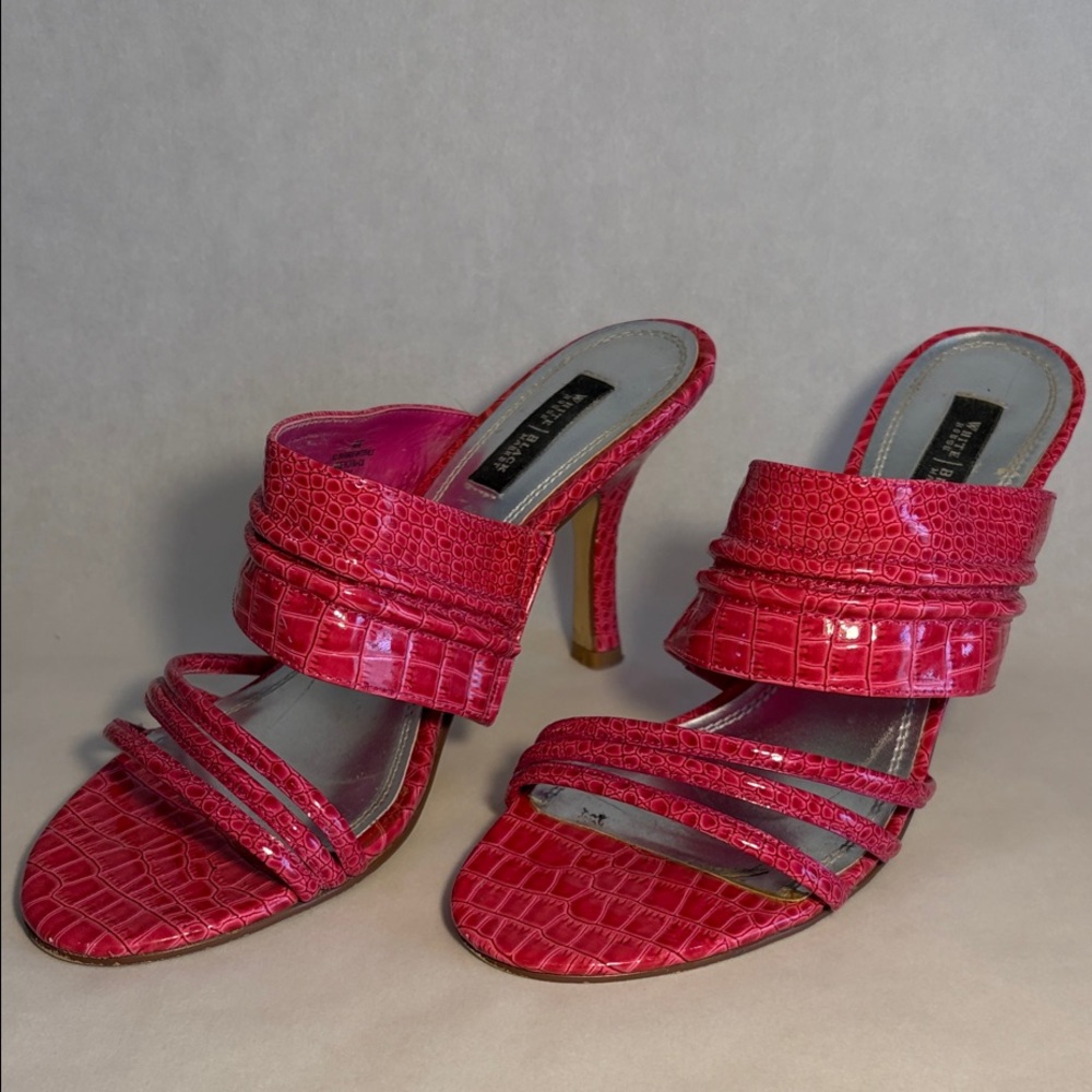 Pink High Heel Slide Sandals